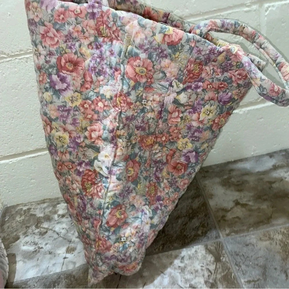 Women’s Vintage Grandma  Cottagecore Floral Print Handmade Hand-Knit Tote Bag - Picture 12 of 12